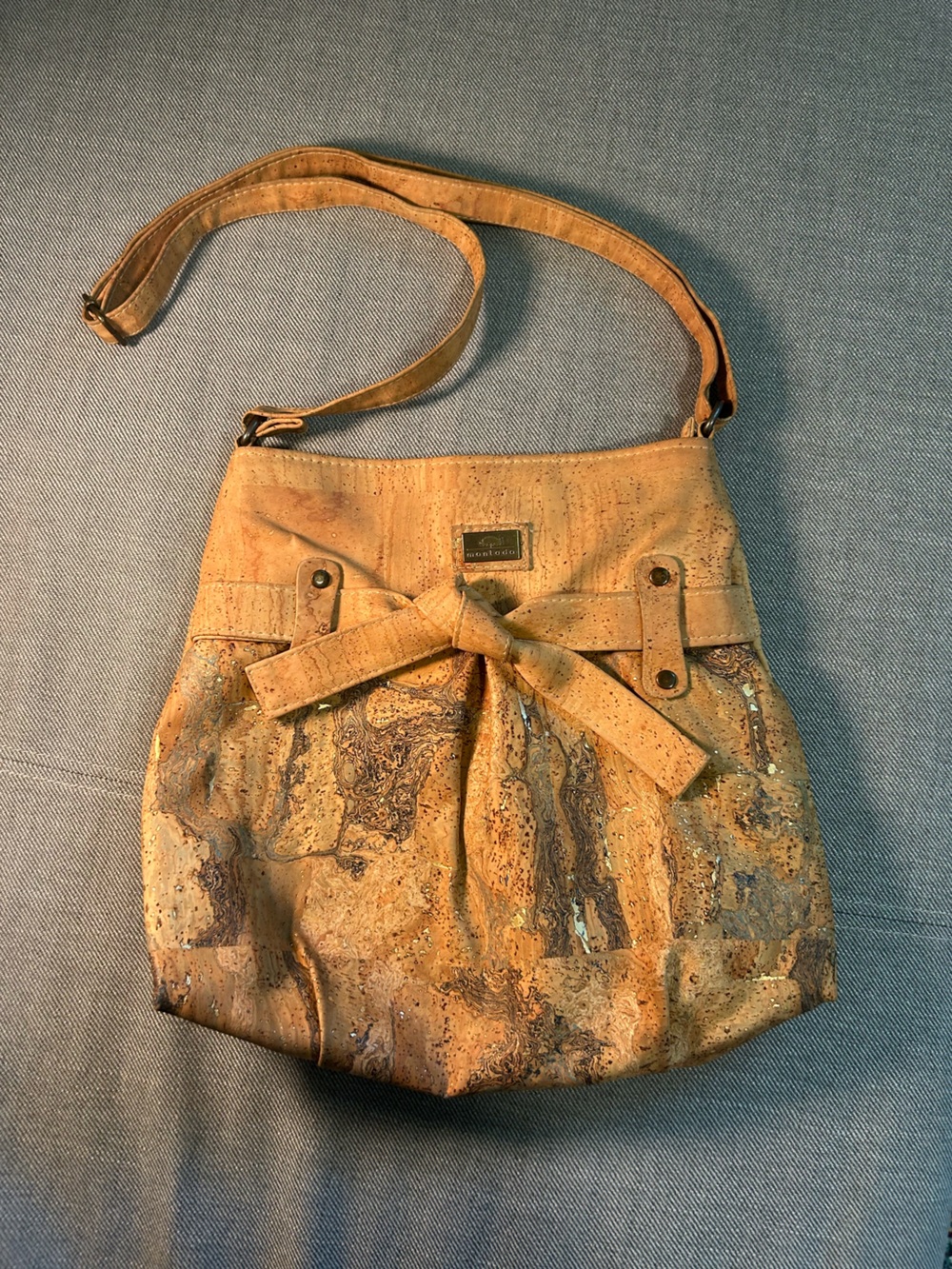 Montado Cork Crossbody Bag with Bow Detail - Tan